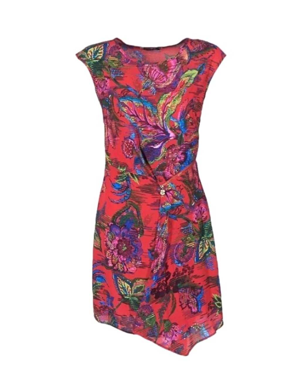 Desigual Ofelia Floral Abstract Asymmetrical Zip Dress Women EUR 42 US L Viscose